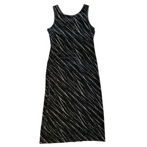 Vintage 90s Sheri Martin Petites Black Velvet Maxi Dress with Rainbow Sparkles